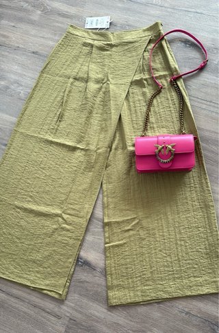 Pantalón Palazzo Pareo Zara Verde Oliva