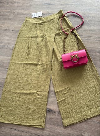 Pantalón Palazzo Pareo Zara Verde Oliva