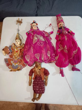 Lote 4 marionetas asiáticas artesanales