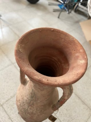 Ánfora Romana Barro Decorativa con Soporte