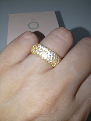 Anillo Pandora Dorado con Brillantes Talla 52