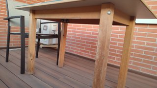 Mesa camilla de madera con cristal