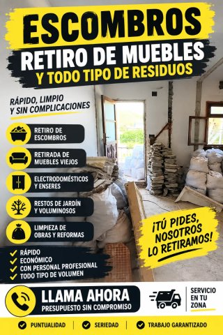 Recogida de escombros, y todo tipo de residuos
