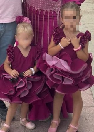 Vestidos flamenca niña morado y rosa