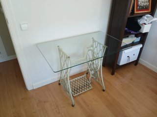 Mesa Cristal Pie Máquina Coser Singer