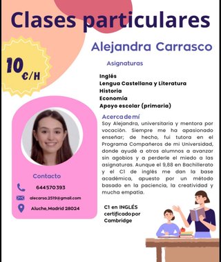 Profesora particular inglés/primaria/ESO/bachiller
