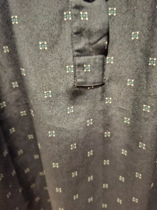 Camicia seta blu fantasia collo panna M