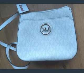 Bolso Michael Kors Blanco y Plateado