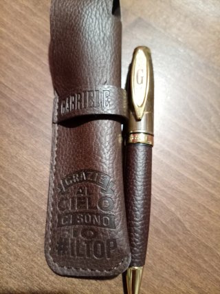 Penna elegante legno e pelle
