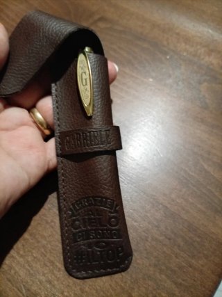 Penna elegante legno e pelle