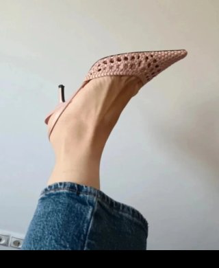 Zapatos Zara Tacón Rosa Malla