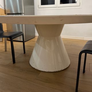 Mesa redonda cristal blanca 6 personas