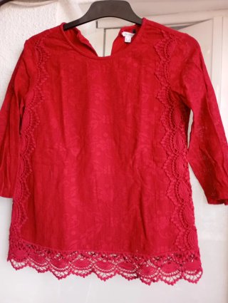 Jersey rojo mujer encaje , talla M