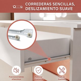 Tocador de maquillaje con espejo y luces LED