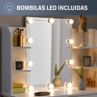 Tocador de maquillaje con espejo y luces LED