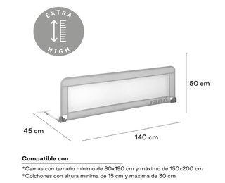 Jané Barrera de Cama Abatible 140 cm Gris