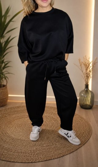 Chándal Negro Pantalón Recto Capa Aire