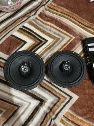 2Speakers and subwoofer bass and amplifier and car