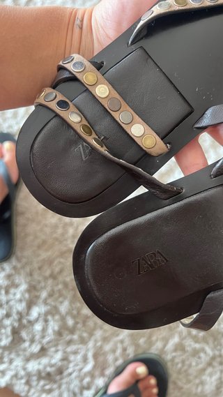 Sandalias Zara Piel Tachas Talla 38