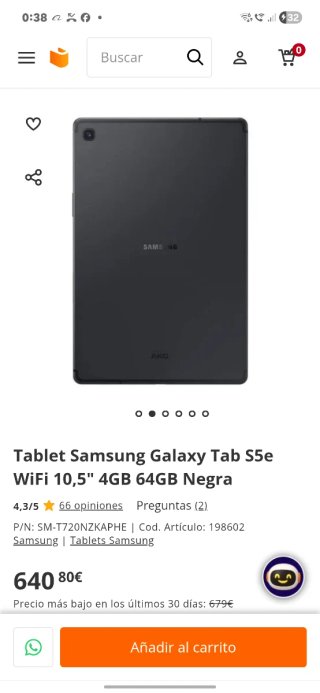 Tablet Samsung Gris Nueva