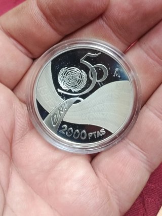Moneda plata España,1995.50 años de la ONU