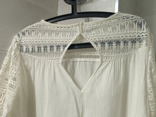 Camisa Mango Blanca Encaje Talla XL