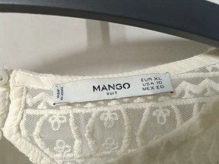 Camisa Mango Blanca Encaje Talla XL