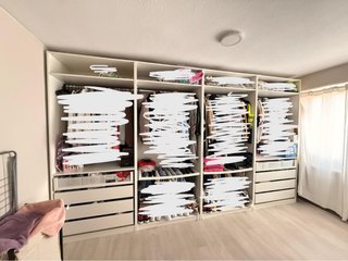 Vestidor modular blanco y rosa