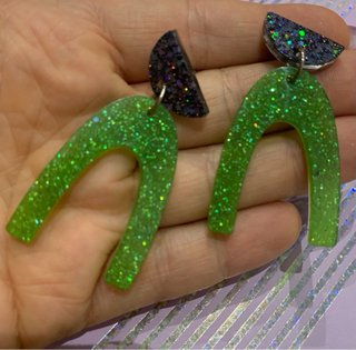 Pendientes verdes con purpurina
