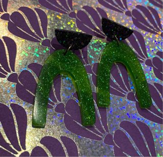 Pendientes verdes con purpurina