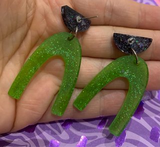 Pendientes verdes con purpurina