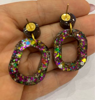 Pendientes Brillantina Multicolor y Dorados