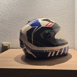 Casco integral LS2 blanco y azul talla L