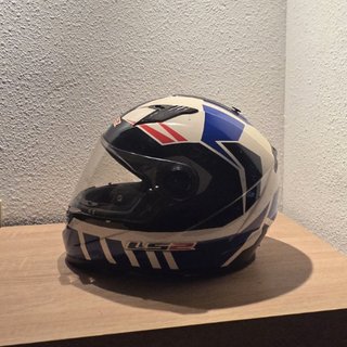 Casco integral LS2 blanco y azul talla L