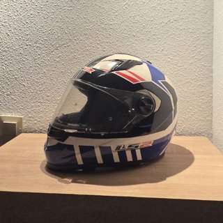 Casco integral LS2 blanco y azul talla L