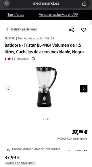 Batidora Tristar Negra