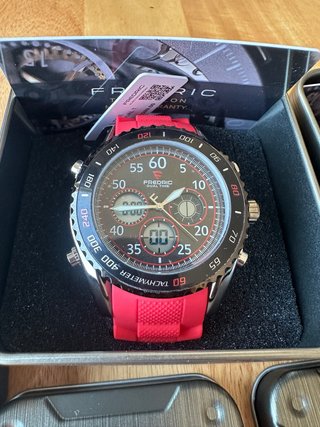 Reloj Fredric Dual Time Negro y Rojo