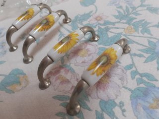 Maniglie ceramica girasole set 4