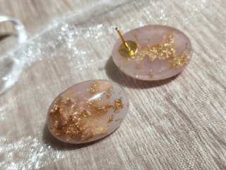 Pendientes Ovalados Resina con Pan de Oro