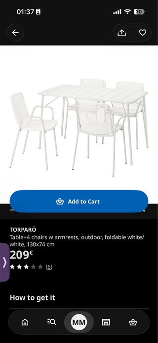 Mesa y 4 sillas terraza IKEA