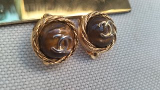 Pendientes Chanel Vintage Dorados CC Marrones