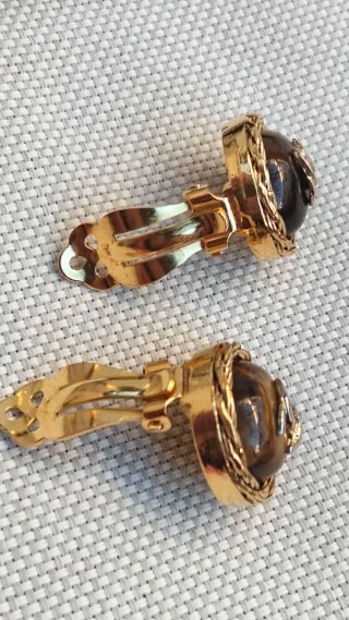 Pendientes Chanel Vintage Dorados CC Marrones