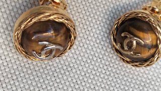 Pendientes Chanel Vintage Dorados CC Marrones