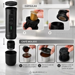 NUEVO! Cafetera Portátil 2 en 1: Cápsulas y Molido