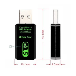 Adaptador WiFi USB AC 1300Mbps Dual Band 5GHz 802.11ac