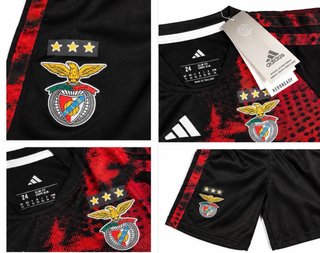 Equipamento Benfica Preto e Vermelho criança