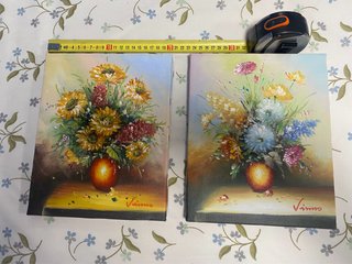 Cuadros de flores pintados a mano