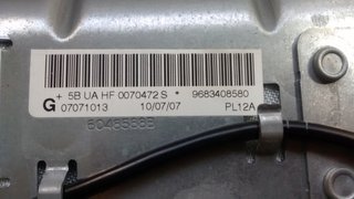 9683408580 AIRBAG SALPICADERO - AIRBAG DELANTERO DERECHO PEUGEOT 207 2006-2007-2008-2009 2 CONECTORES, CC: LLEVA A. RODILL...