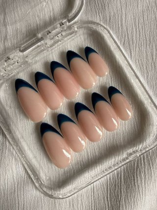 Uñas Press On Francesas Azul Marino