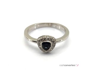 sortija oro 18k con piedra con diamante,zafiro